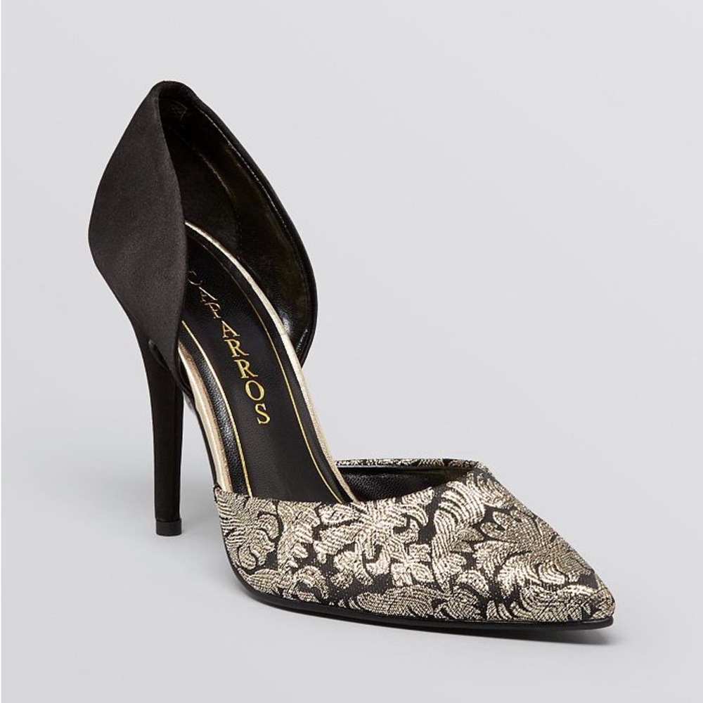 Caparros Pointed Toe D'Orsay Brocade Evening Pumps - Parisian High-Heel